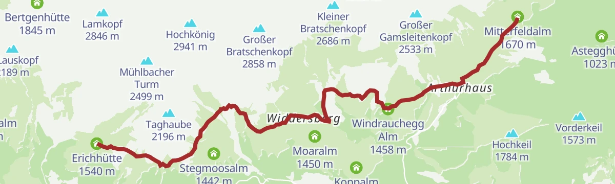 Route map: Hochkönig Hüttenhüpfer Tour 2. Etappe